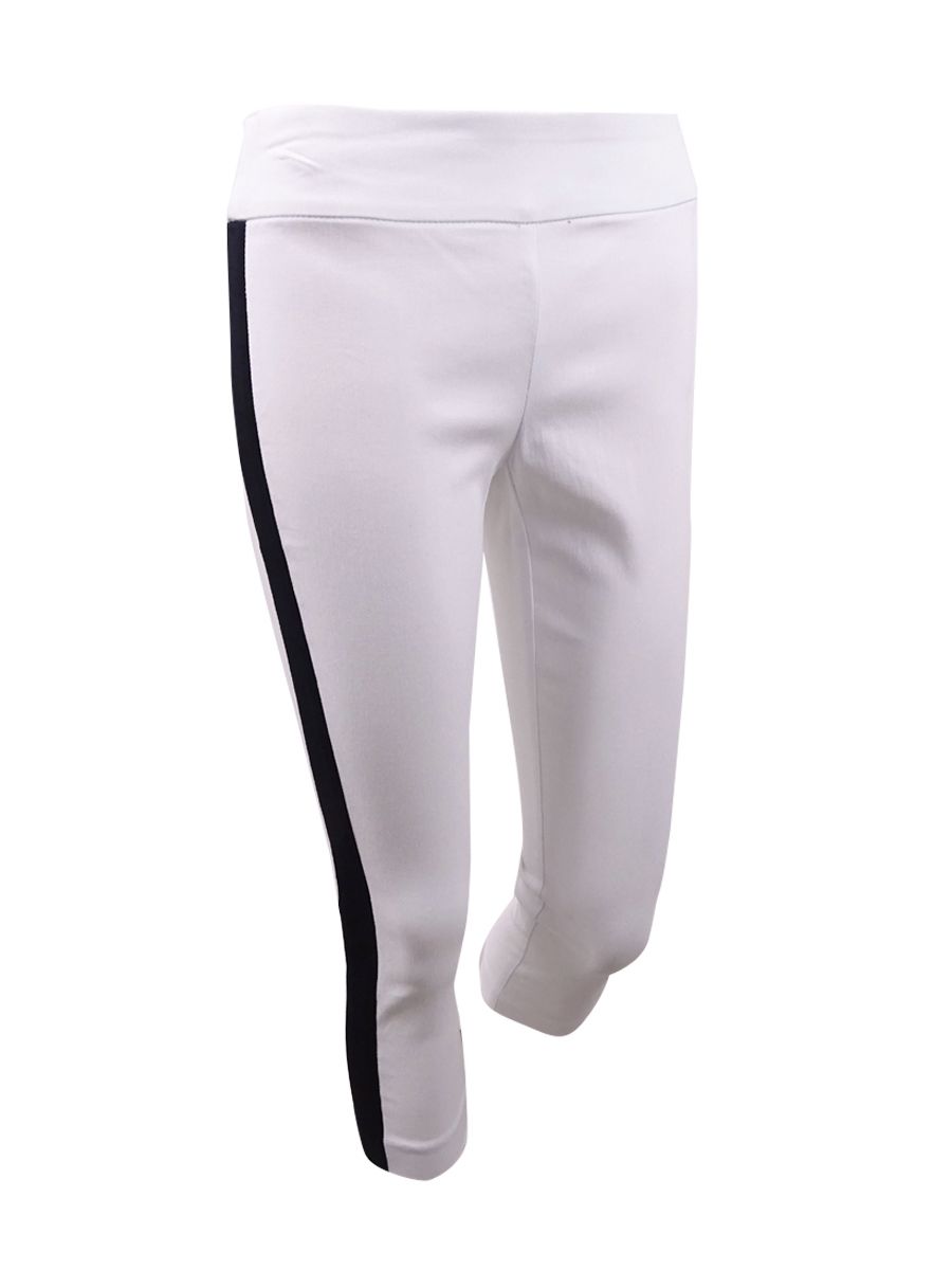 INC International Concepts Women's Plus Side-Stripe Skinny Pants (24W, White)