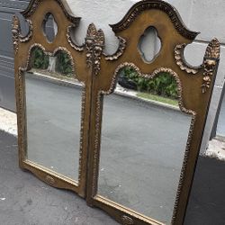 RARE FIND — Matching MCM Bronze-Gilt Mirrors (SET of 2) 