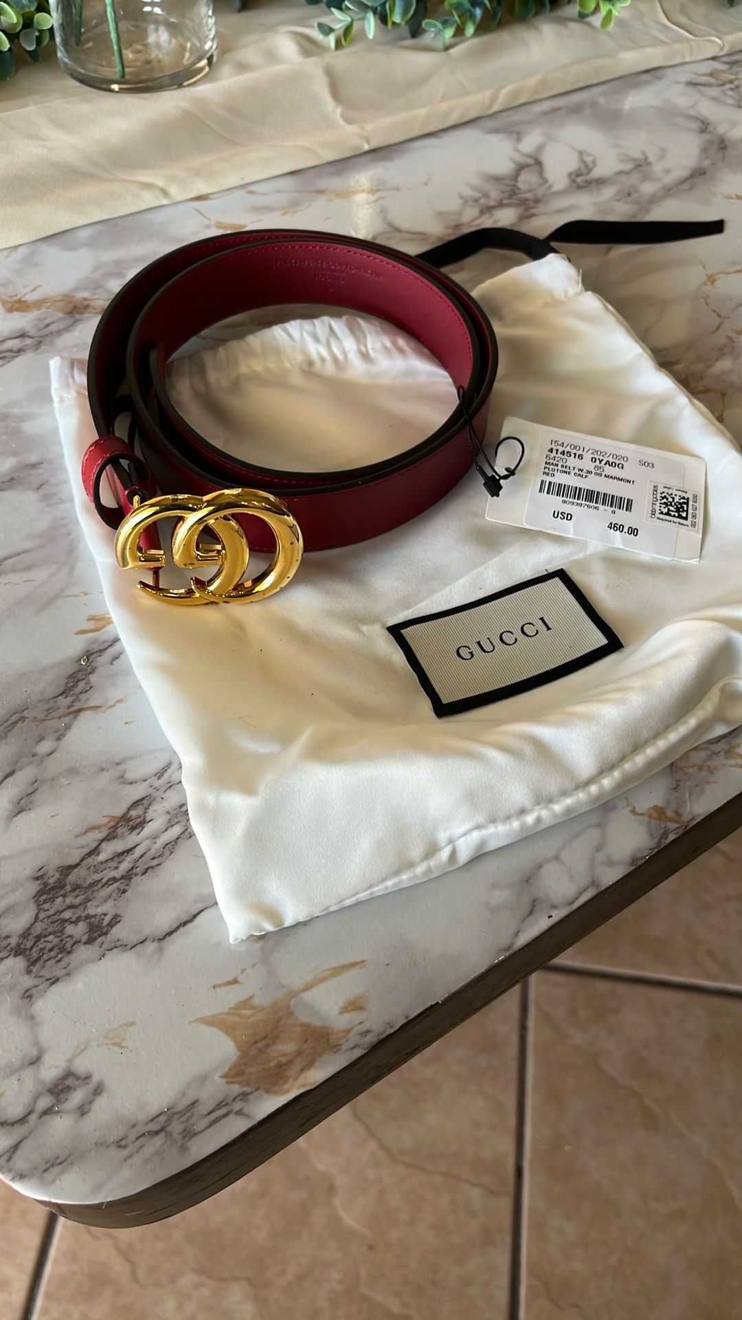Men’s Gucci Red Belt. Waist 30