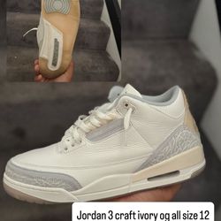 Jordan 3 Craft Ivory Size 12 Og All Super Clean