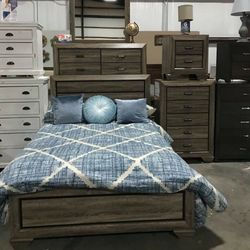Farrow Grayish Brown Panel Bedroom Set (Queen and King Bed Frame