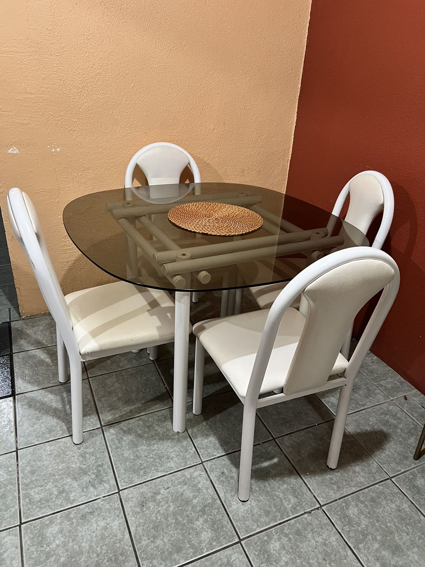 Dining table glass top 4 seater