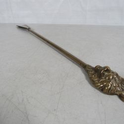 Lion Head Solid Brass Vintage Mid Century Shoe Horn 18 1/8" Length
