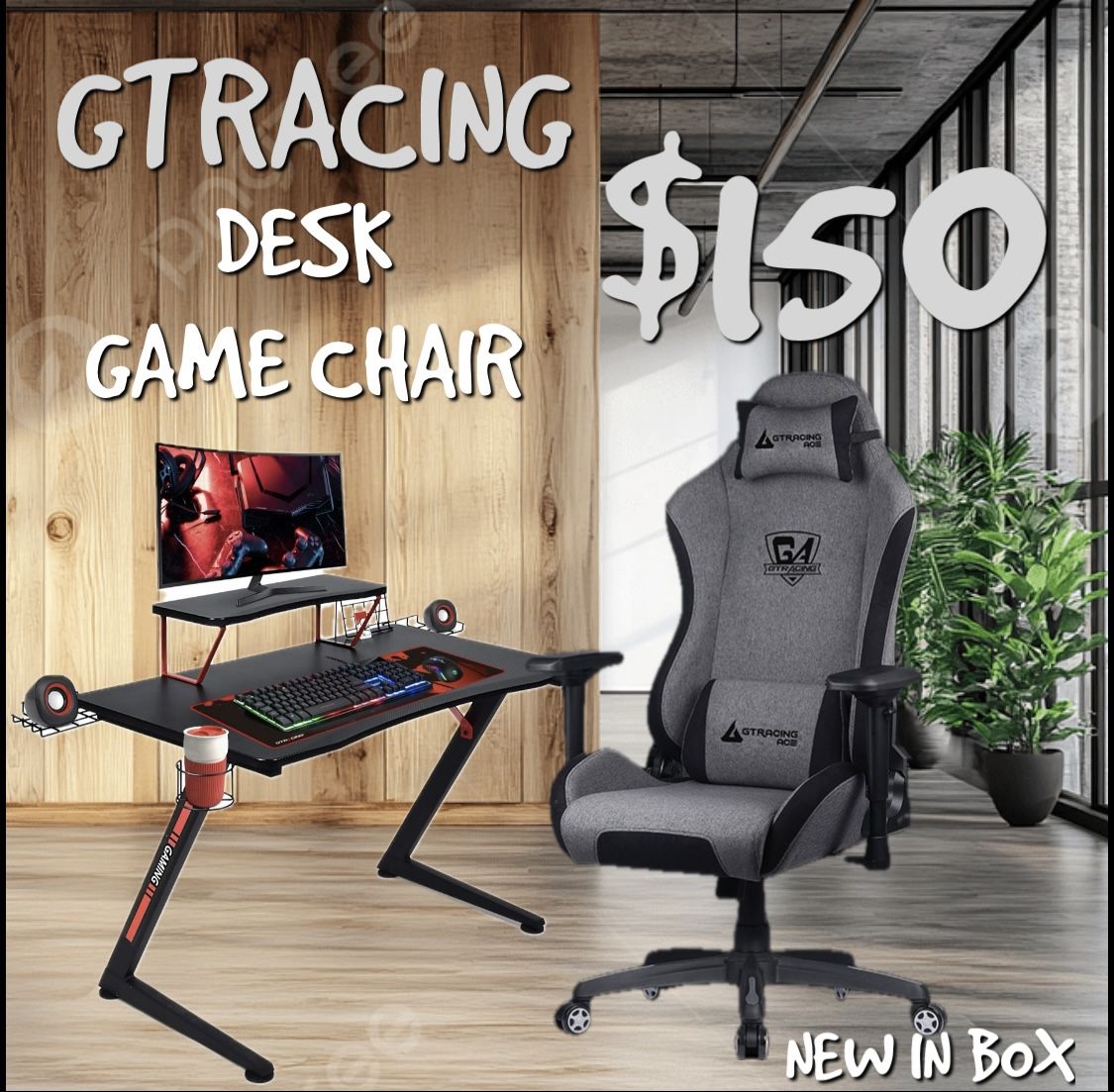 GTRACING GAME CHAIR DESK COMBO NEW