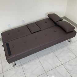 (Brand New) $155 Folding Futon Sofa Bed Recliner Convertible Couch 65x30x31 Inches, Brown/Gray 