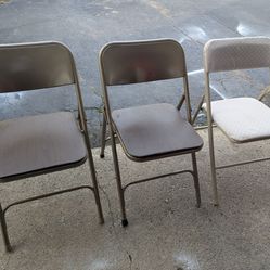 3 metal folding chairs