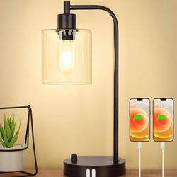 Industrial Dimmable Table Lamp w/ USB Charging – (Open Box)