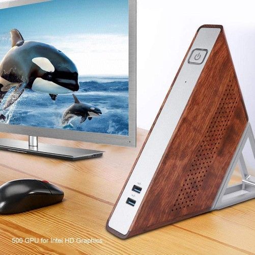 Triangle Mini PC 8GB / 128 GB SSD Win10 Intel N3450 Computer wooden case