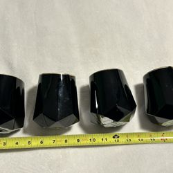 Black geometric stemless wine drink glasses beverage bar alt gold romantic girls