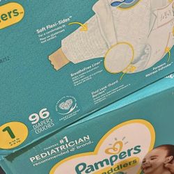 Pampers Size 1, 96 Count. 2 Boxes Unopened 