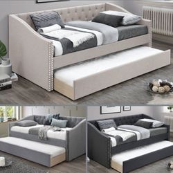 Twin Twin Beige Daybed With Ortho Mattress Included 