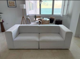 Modern White Modular Sofa - comes apart into 2 pieces