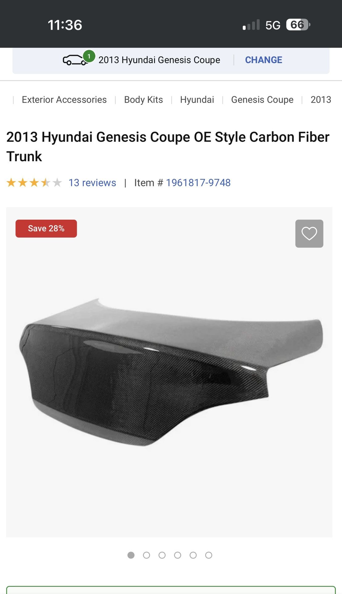 Hyundai Genesis Coupe Carbon Fiber Trunk