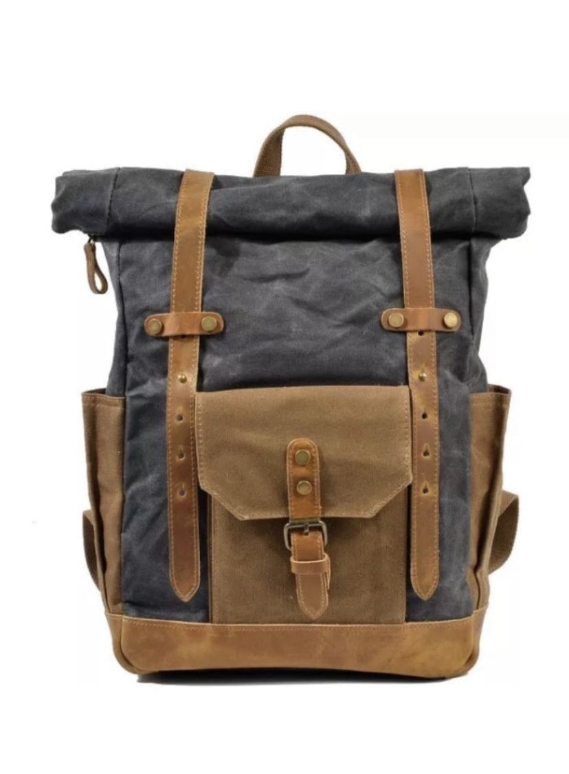 Leather + Canvas laptop backpack