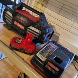 Craftsman Bluetooth Radio Speaker Battery Charger AM/FM Aux. USB With Battery And.Charger 