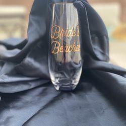 10 New “Brides Beaches” Stemless Wine Champagne Glasses 12oz Wedding Bridesmaid Bridal Shower Bachelorette Party Decor