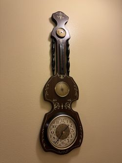 Vintage Banjo Style Wall Barometer Clock