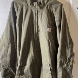 Carhartt Edlin Full Zip Jacket Meshed Lined XL Green J299 ARG Outdoors Canvas