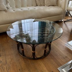 Vintage Bamboo Coffee Table And Bamboo Side Table/ Coffee Table 