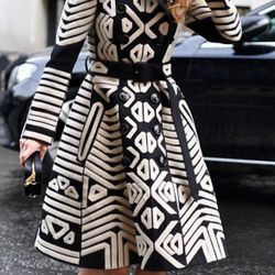 STYLEWE Geometric Shawl Collar Urban Trench Coat With Belt Large size