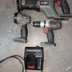 Porter Cable Reciprocating Saw, Drill/Screw Gun, Flashlight,Charger!
