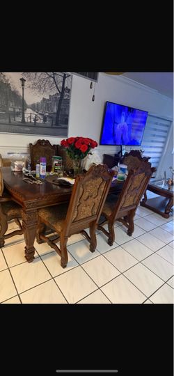 Solid Real Wood Dining Set 6ppl