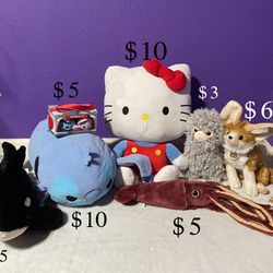 Plushes (Hello Kitty, Stitch, and more) 