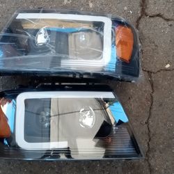 04-08 Ford F-150 Headlights Black Amber LED
