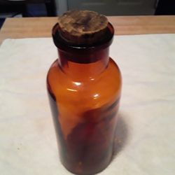 Vintage Amber Glass Apothecary Jar with Cork