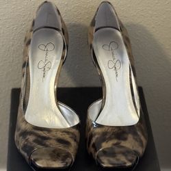 Designer Jessica Simpson Leopard Print High Heels•Patent Leather Pumps•Worn Once Mint Condition•Size 8.5•Original Box With Tags
