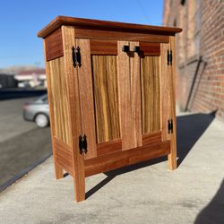 Custom Mahogany And Zebra wood Cabinet