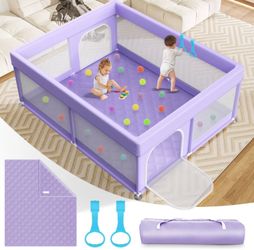 Large Baby Playpen with Mat and Carry Bag