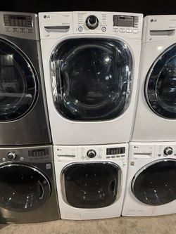 LG white front load washer and gas dryer set