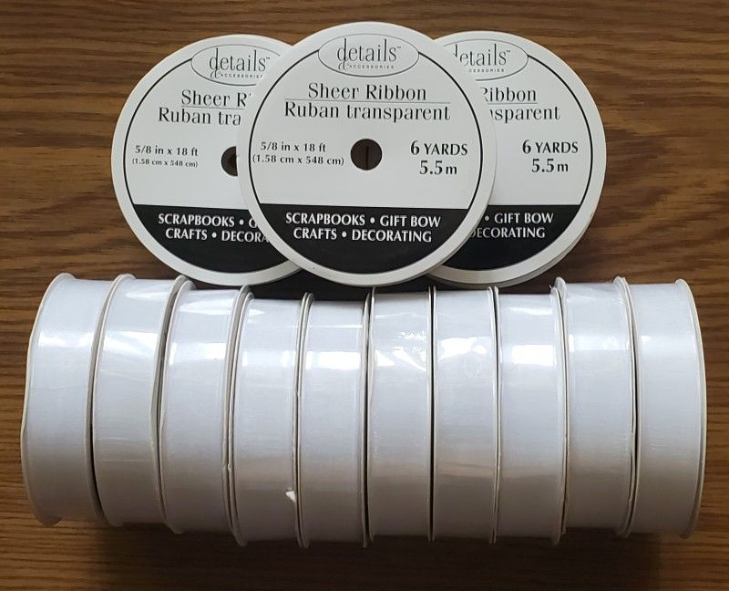 15 New Rolls Of White Decorative Ribbon (90 Yards)