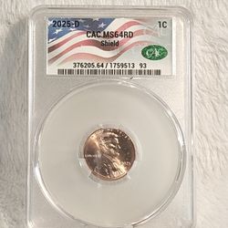 #468 CAC 2025 D Shield MS64 Penny Coin 