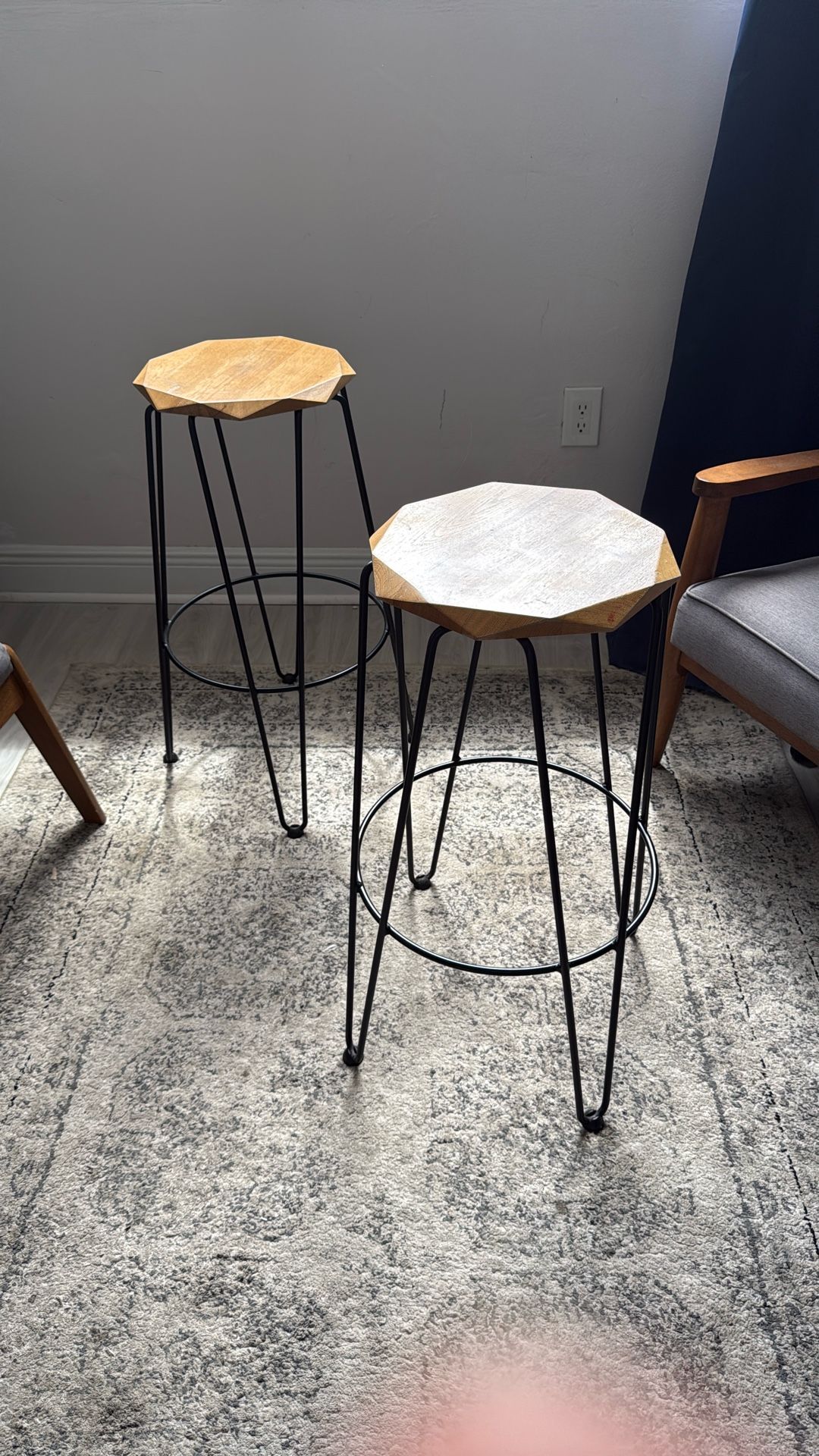 Mid Century geometric Bar Stools
