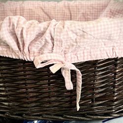 Basket With Pink Gingham Liner
