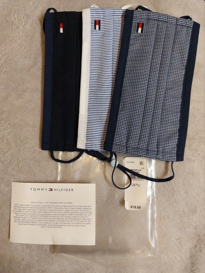 Tommy Hilfiger 3 Pack Face Mask New