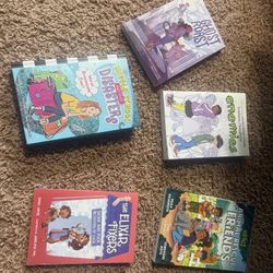 5 fiction books. 3 comics, 2 chapters books Some are new