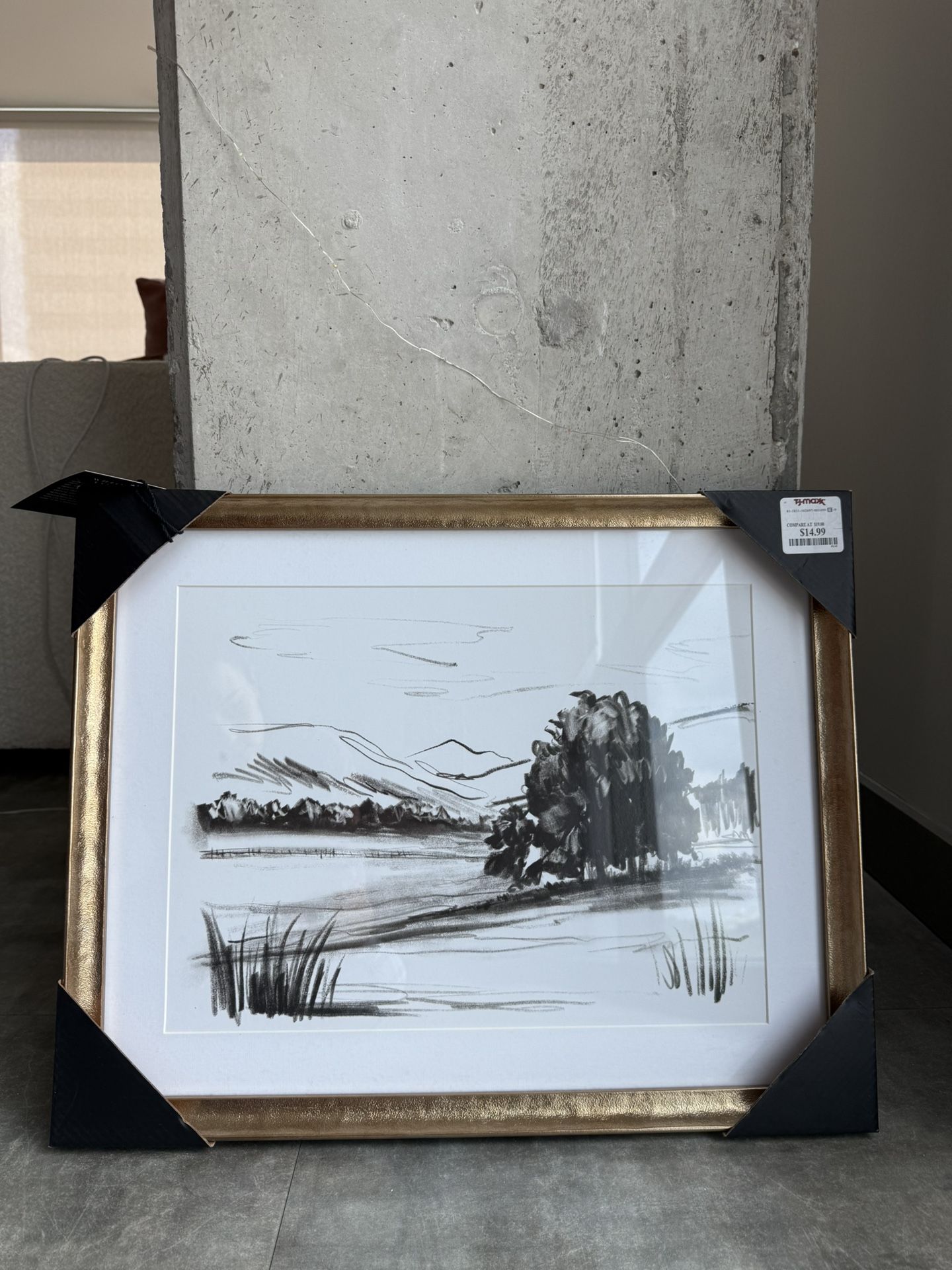 Charcoal Art Gold Frame