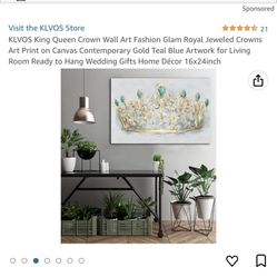 KLVOS King Queen Crown Wall Art
