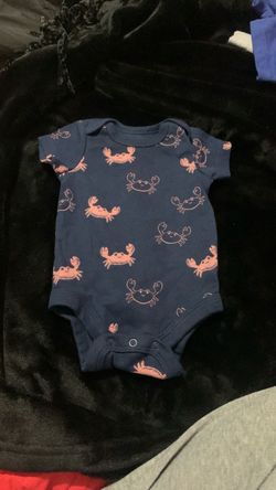 Newborn Baby Onesie Navy Blue Crab Print