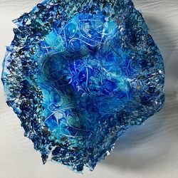 Blue Resin Freeform Decorative Bowl