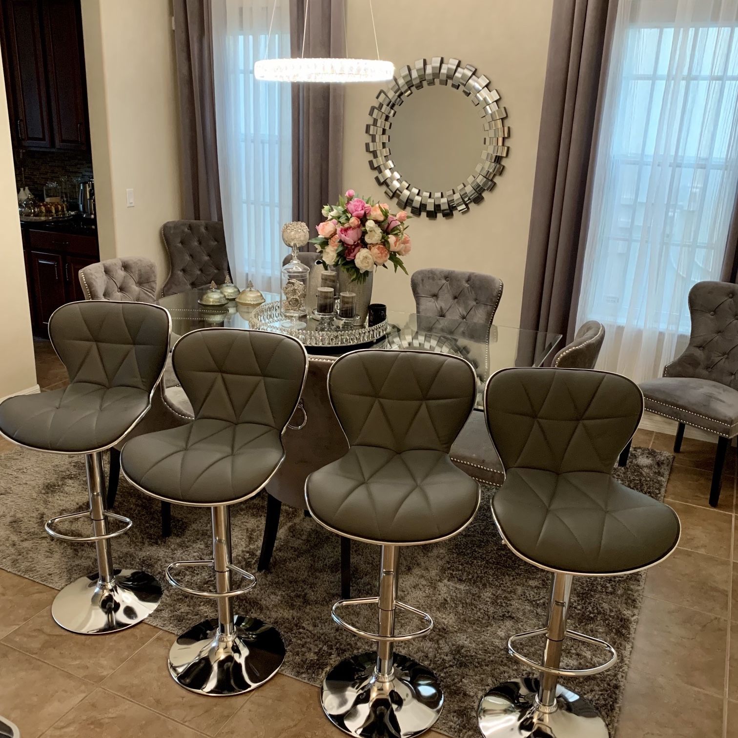 Modern Shell Bar Stools – Brand New! Gray, Adjustable, 360° Swivel ...