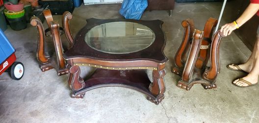 Solid wood coffee table with two end tables