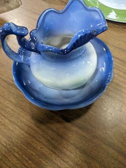 Blue Glass Pitcher