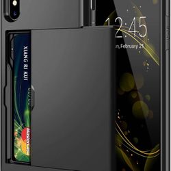 iPhone X/XS Case Wallet Card Holder for iPhone 10 Case Wallet Card Holder Heavy Duty Protection Shockproof Anti Scratch Soft Rubber Bumper Cover Case 