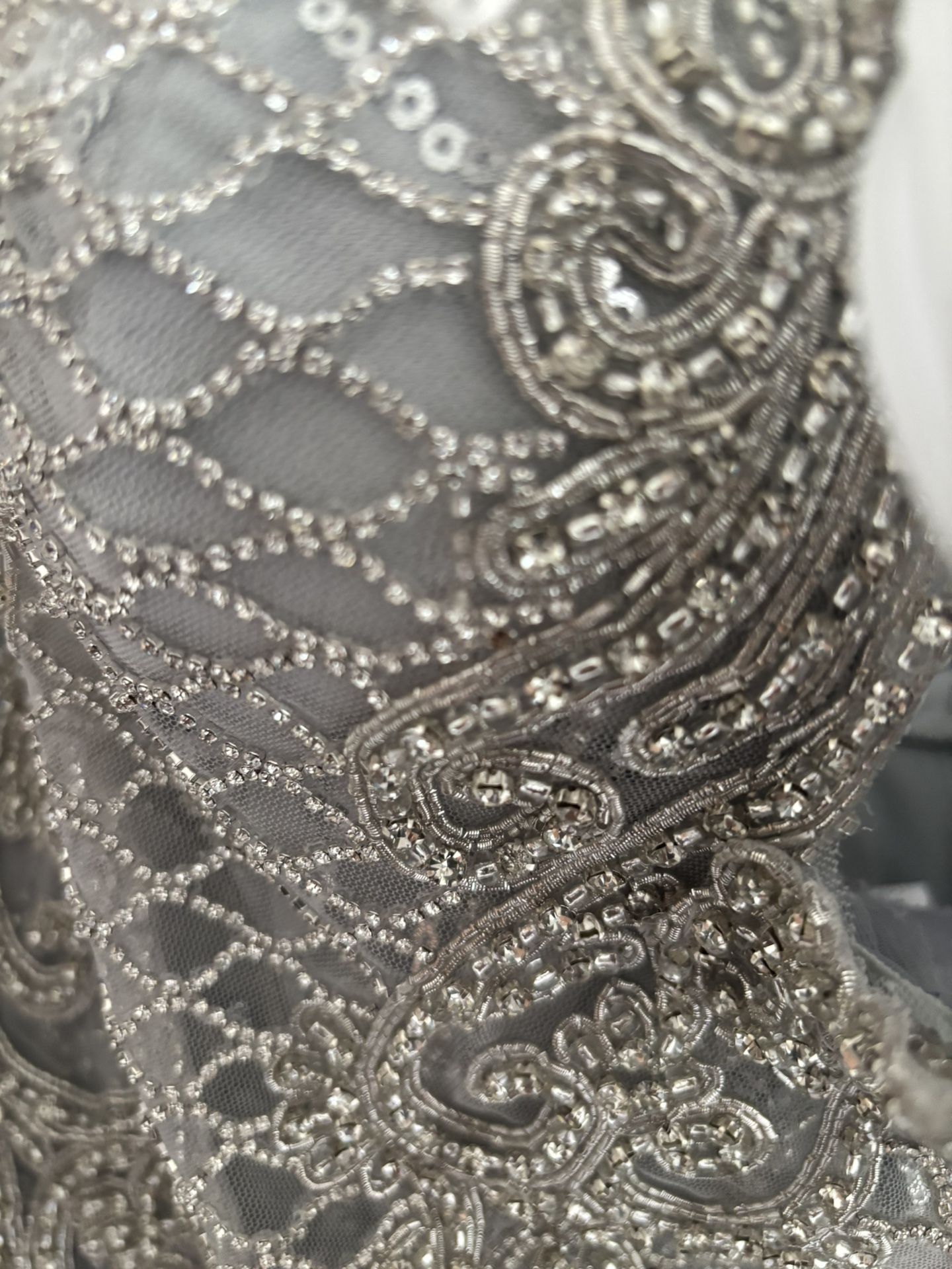 Custom Silver Beaded Prom dress
