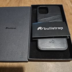 Bullstrap Premium Leather Portfolio Phone Case Compatible With Apple IPhone 13 Color Black