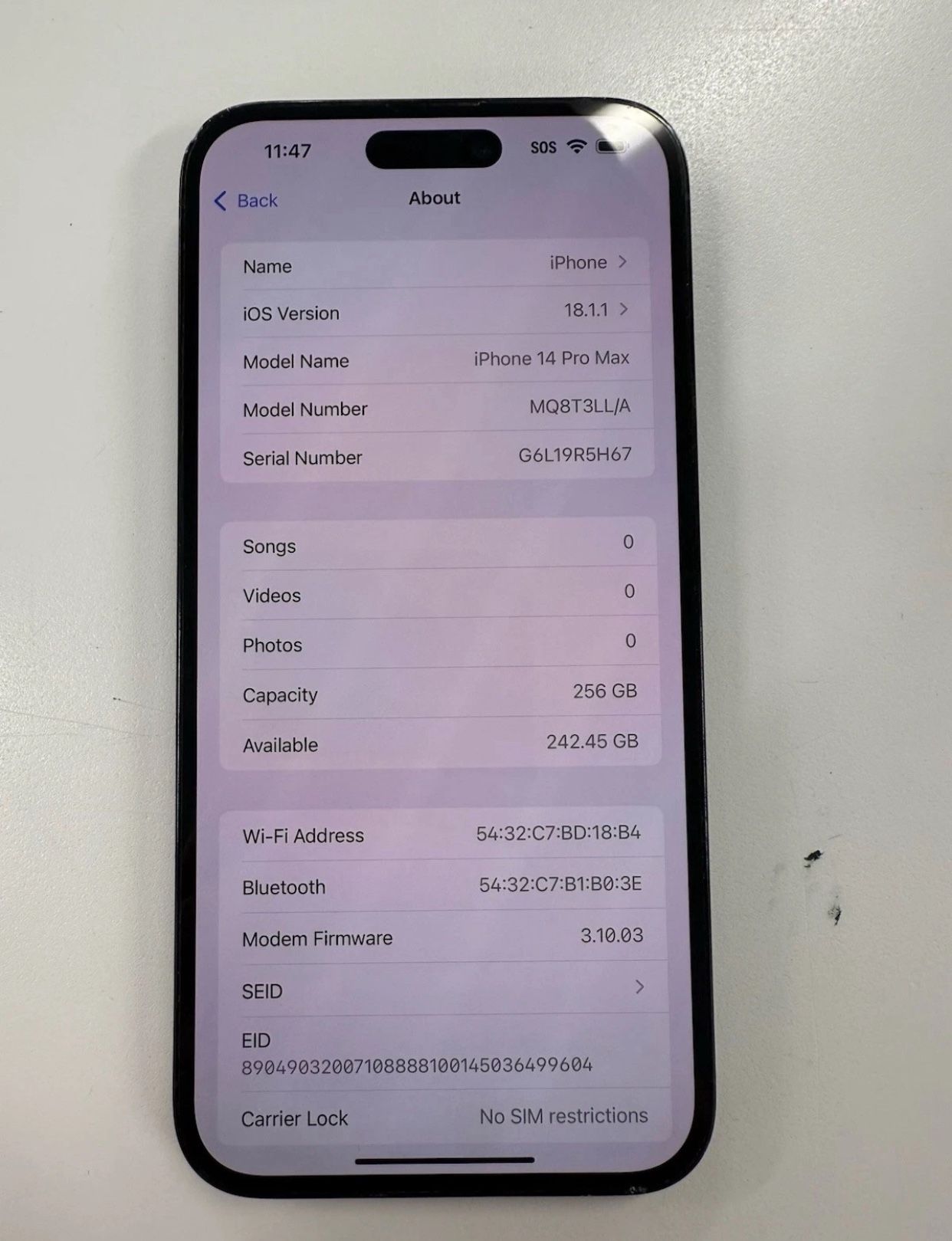 Apple iPhone 14 Pro Max 256GB Unlocked - Space Black Smartphone Please Read